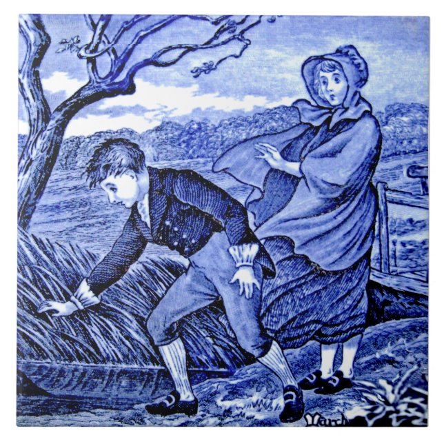 Azulejo De Cerâmica Marcha do Calendário Azul Repro Antique Wedgwood (Frente)