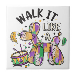 Azulejo De Cerâmica Mardi Gras Balloon Dog