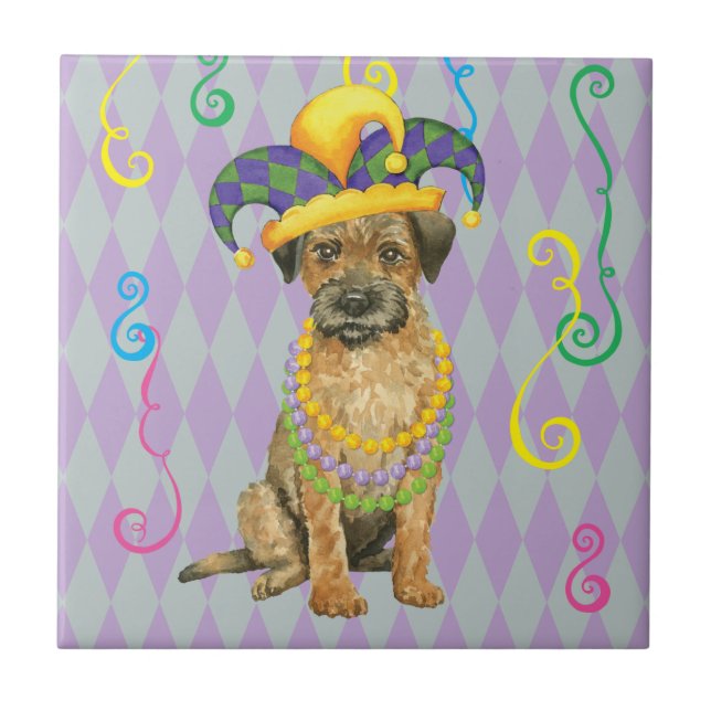 Azulejo De Cerâmica Mardi Gras Border Terrier (Frente)