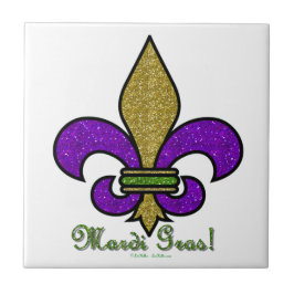 Azulejo De Cerâmica Mardi Gras Colorido Fleur De Lis