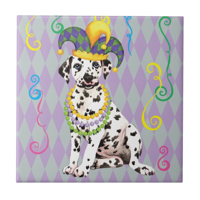 Azulejo De Cerâmica Mardi Gras Dalmatian (Frente)