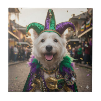 Azulejo De Cerâmica Mardi Gras Dog Jester Costume