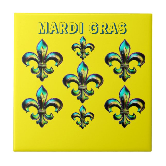 Azulejo De Cerâmica Mardi Gras Fleur De Lis (Frente)