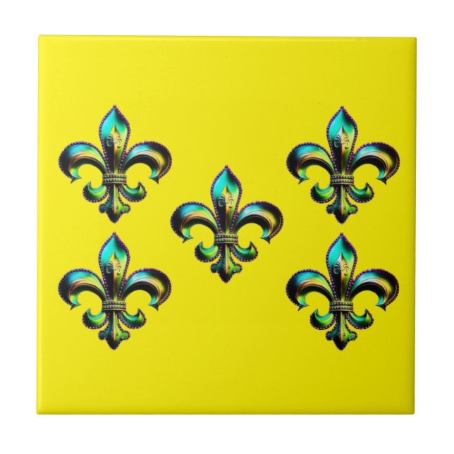 Azulejo De Cerâmica Mardi Gras Fleur De Lis (Frente)