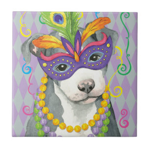 Azulejo De Cerâmica Mardi Gras Pit Bull Terrier