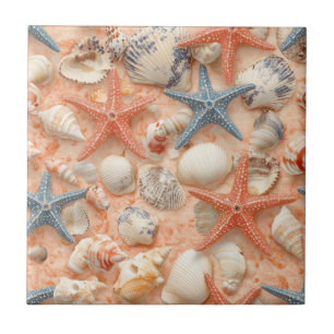 Azulejo De Cerâmica Mares de Areia Pêssego Estrela-do-Mar Padrão Coste