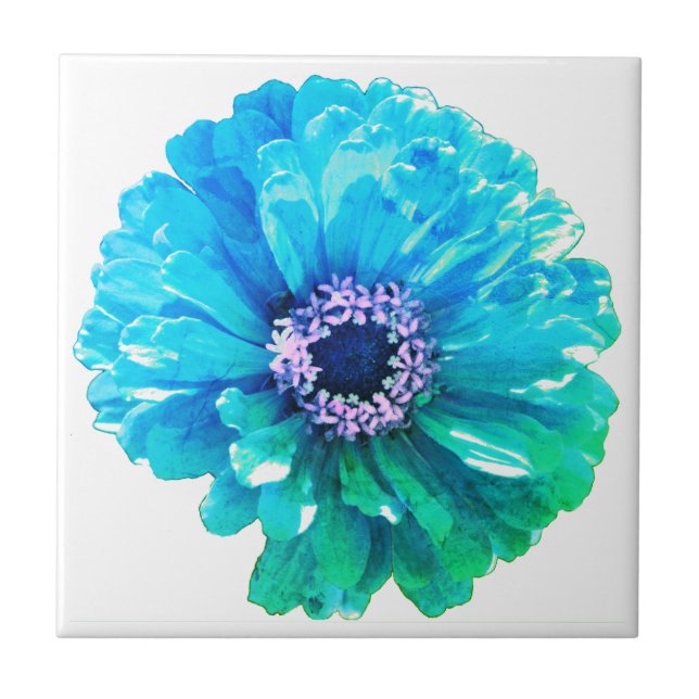 Azulejo De Cerâmica Margarida floral azul Elegante (Frente)