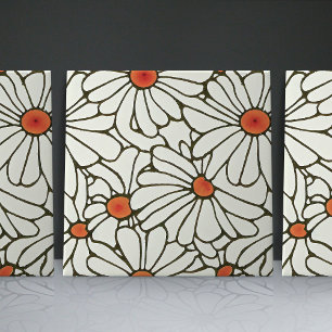Azulejo De Cerâmica Margaridas Art Nouveau Sem costura flores azuis br
