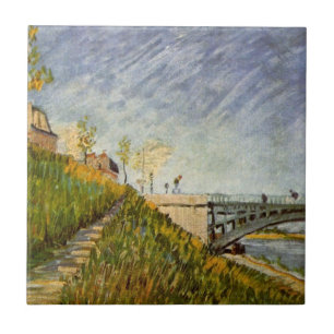 Azulejo De Cerâmica Margens do Sena, Pont de Clichy por Vincent van Go