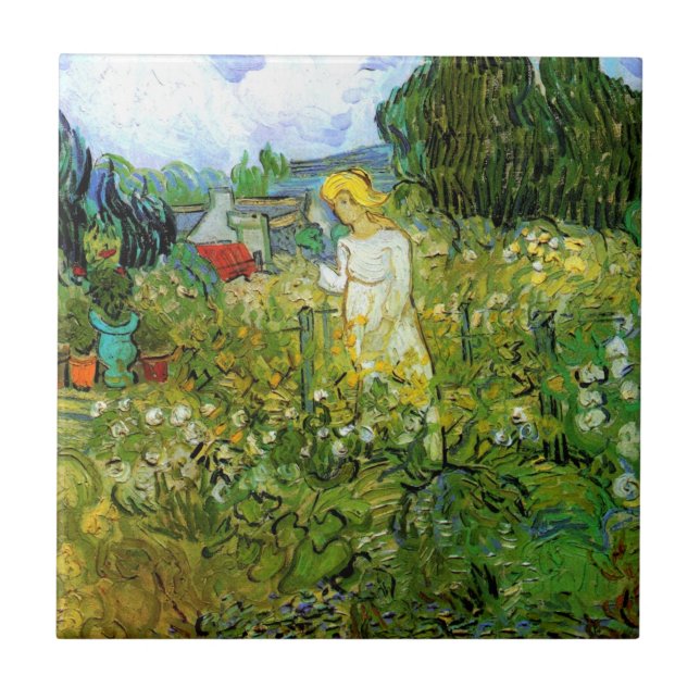 Azulejo De Cerâmica Marguerite Gachet em Jardim por Vincent van Gogh (Frente)