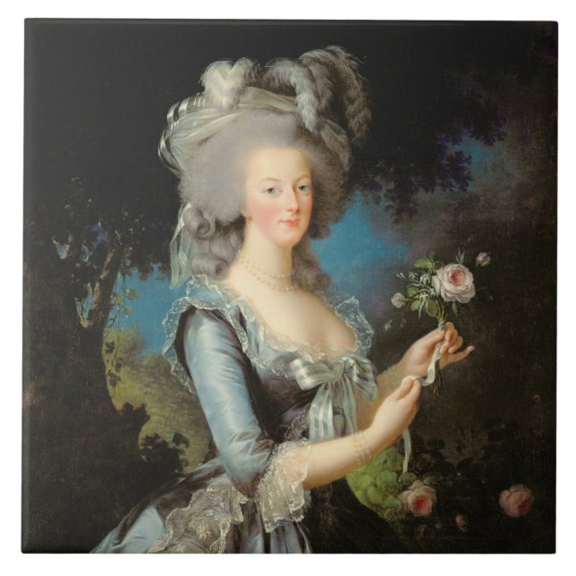Azulejo De Cerâmica Marie Antoinette com um rosa, 1783 (Frente)