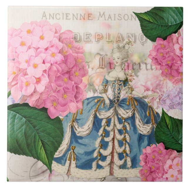 Azulejo De Cerâmica Marie Antoinette Pink Hydrangea Azulejo cerâmica (Frente)