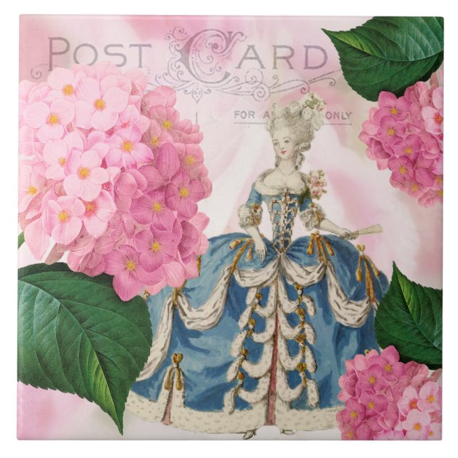 Azulejo De Cerâmica Marie Antoinette Pink Hydrangea Azulejo cerâmica (Frente)