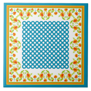 Azulejo De Cerâmica Marigolds Border e Bolinhas Cerâmica Azulejo