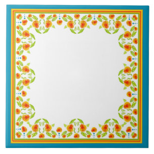 Azulejo De Cerâmica Marigolds, estilo country, fazem fronteira com o A