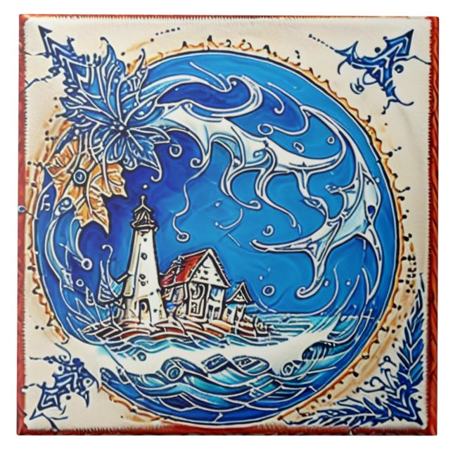 Azulejo De Cerâmica Marinha marítima tradicional arte cerâmica n.o 14 (Frente)