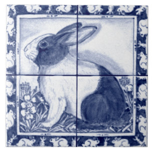 Azulejo De Cerâmica Marinho Azul Branco Rabbit Holandês Dedham Delft 