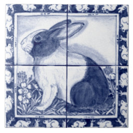 Azulejo De Cerâmica Marinho Azul Branco Rabbit Holandês Dedham Delft M
