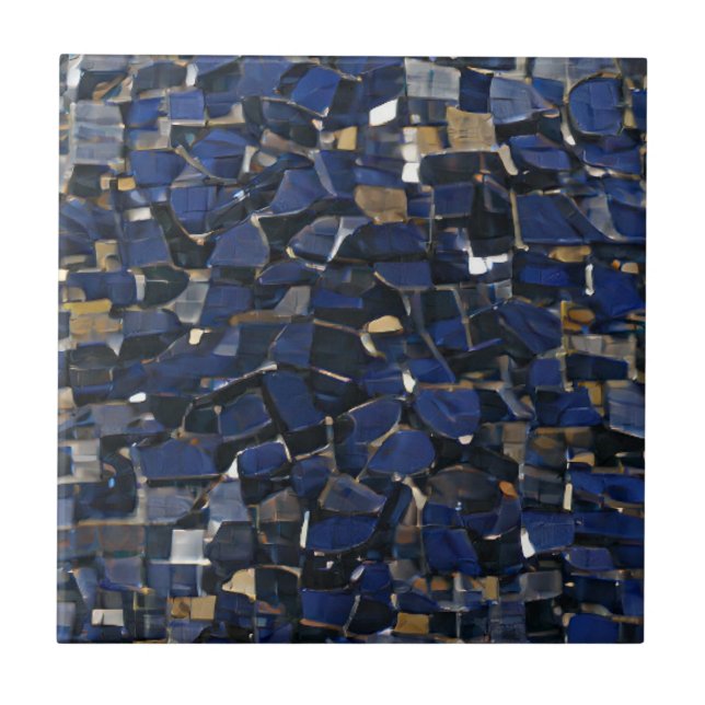 Azulejo De Cerâmica Marinho azul canto mosaico arte digital (Frente)