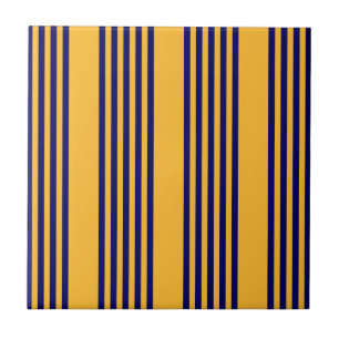 Azulejo De Cerâmica Marinho azul e amarelo ensolarado cinco faixas