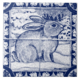 Azulejo De Cerâmica Marinho Azul Neve Coelhinha Branca Dedham Delft Vi