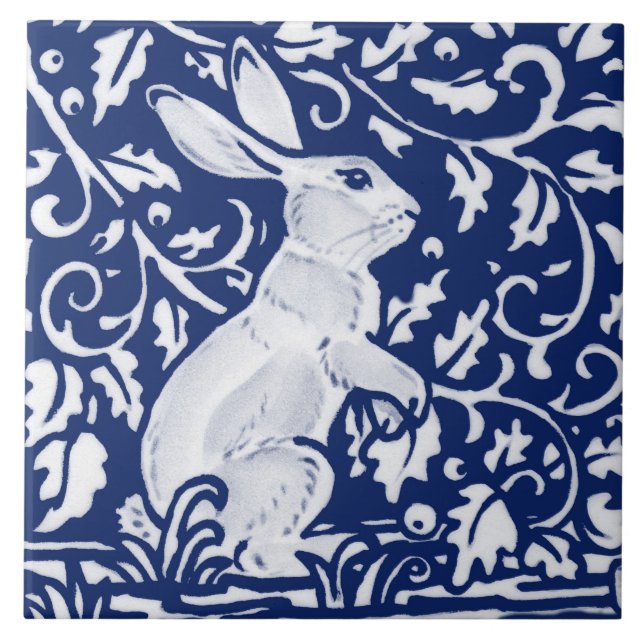Azulejo De Cerâmica Marinho Cobalto Coelho Azul Coelho Dedham Delft Mo (Frente)