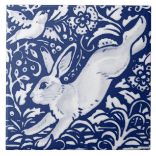 Azulejo De Cerâmica Marinho Cobalto Coelho Azul Pássaro Dedham Delft 