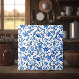 Azulejo De Cerâmica Marinho de algodão francês Blue Floral