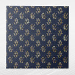 Azulejo De Cerâmica Marinho de Sereia Dourado Glam Azul<br><div class="desc">Marinho Azul azulejo com sereias douradas. O código hexadecimal para azul marinho é #202A44.</div>