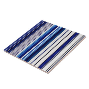 Azulejo De Cerâmica Marinho de Verão Blue Boat Trendy Strips
