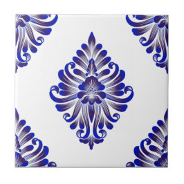 Azulejo De Cerâmica Marinho Elegante, Cor damasco Azul E Branco