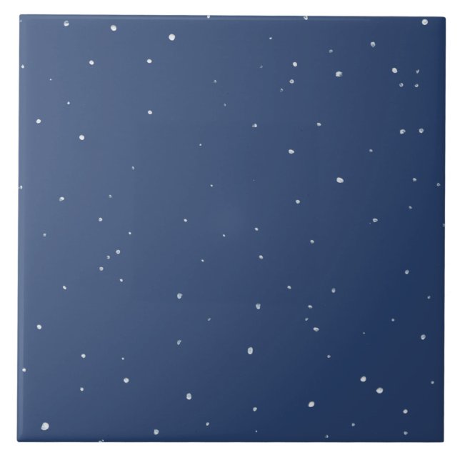 Azulejo De Cerâmica Marinho Escuro Azul Estrela Starry Noite Início De (Frente)