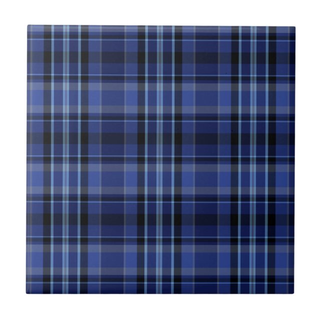 Azulejo De Cerâmica Marinho Xadrez azul Tartan (Frente)