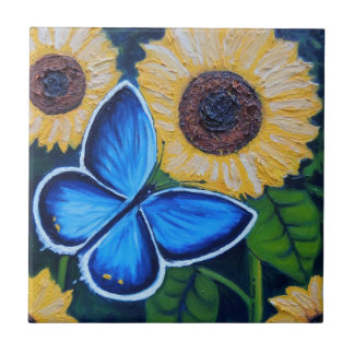 Azulejo De Cerâmica Mariposa Azul