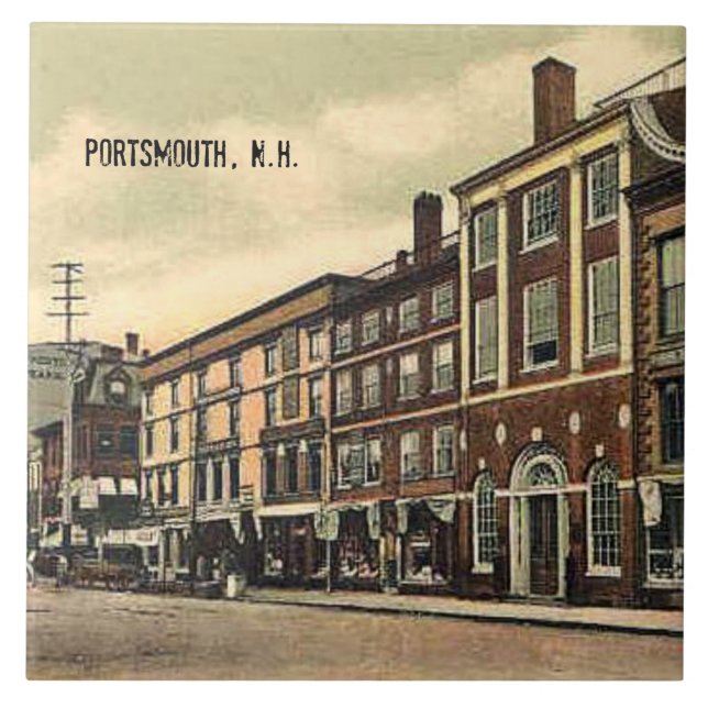 Azulejo De Cerâmica Market Square, Portsmouth, NH, 1905, (Frente)