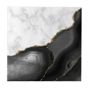 Azulejo De Cerâmica Mármaco Branco Dourado de Agitação Preta