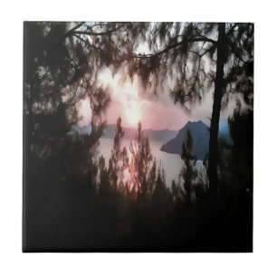 Azulejo De Cerâmica Marmaris Sunset Enquadrada Pela Arte Paisagista De