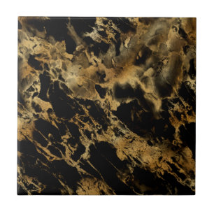Azulejo De Cerâmica Mármore Ágata Preto Ouro Moderno Chic
