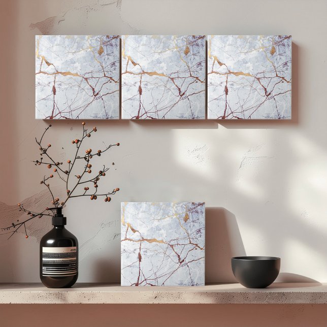 Azulejo De Cerâmica Mármore Branco com Veios de Bronze ID1182a (Criador carregado)