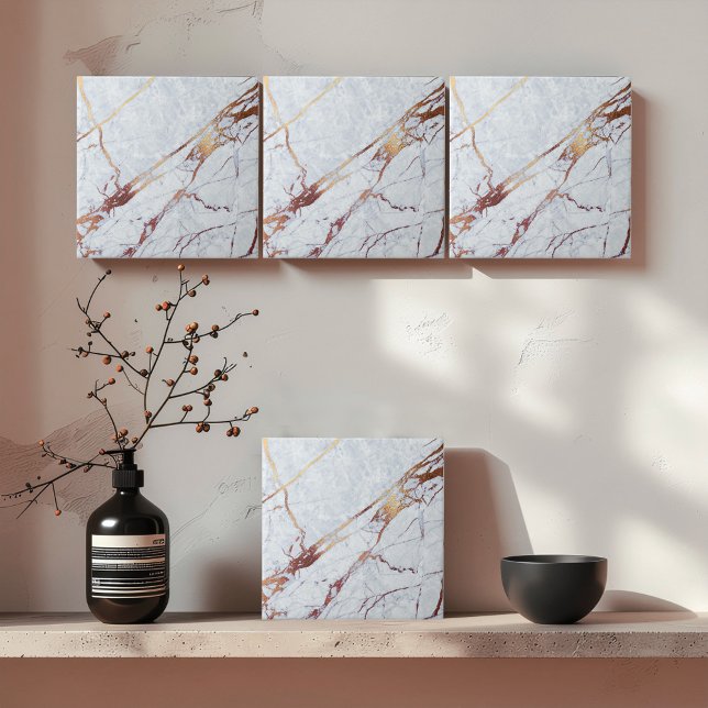 Azulejo De Cerâmica Mármore Branco com Veios de Bronze ID1182b (Criador carregado)