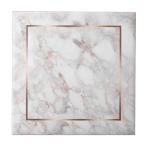 Azulejo De Cerâmica Mármore branco & do Rosa-Ouro do falso