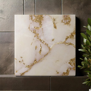 Azulejo De Cerâmica Mármore Branco Dourado Brilho ID1171a