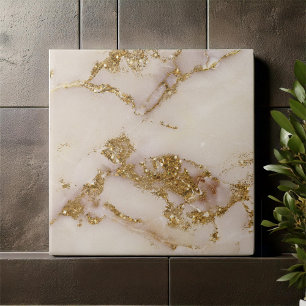 Azulejo De Cerâmica Mármore Branco Dourado Brilho ID1171b