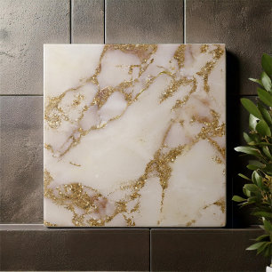 Azulejo De Cerâmica Mármore Branco Dourado Brilho ID1171c