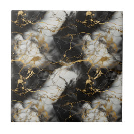 Azulejo De Cerâmica Mármore branco, Dourado e negro de luxo elegante