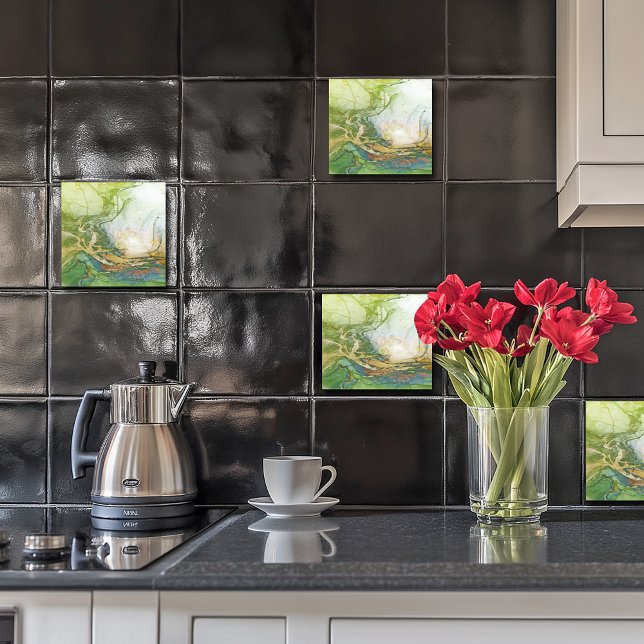 Azulejo De Cerâmica Mármore Branco Dourado Verde (Criador carregado)