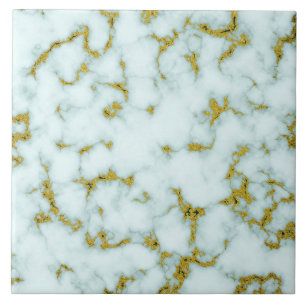 Azulejo De Cerâmica Mármore Branco e Dourado Azulejo cerâmico perso