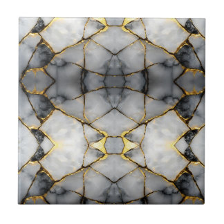 Azulejo De Cerâmica Mármore Branco e Dourado Rachado Moderno
