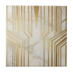 Azulejo De Cerâmica Mármore Branco Luxuoso com Padrão Geométrico Doura