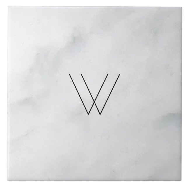 Azulejo De Cerâmica Mármore branco monograma (Frente)